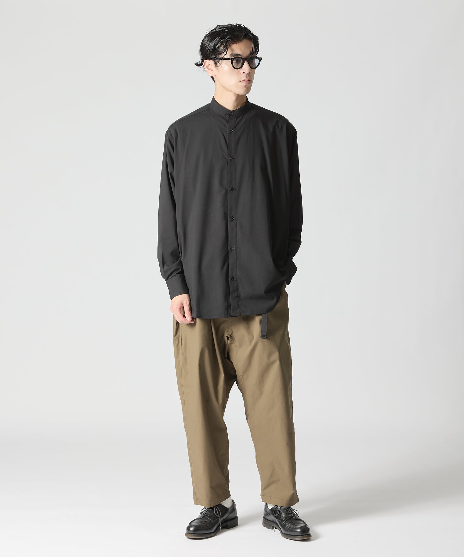 RAYON BAND COLLAR SHIRT