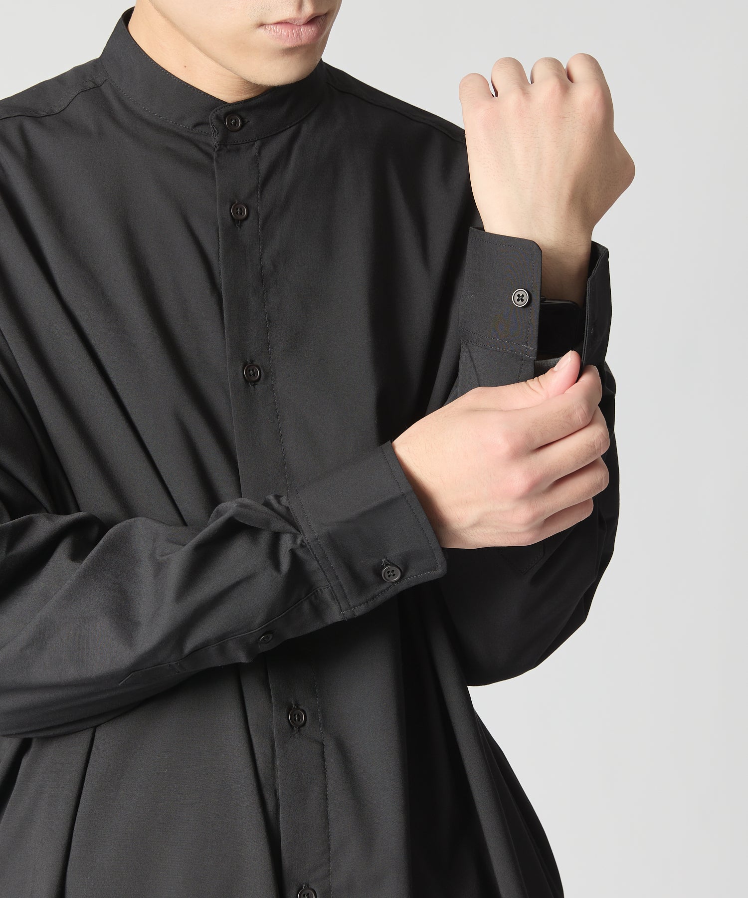 RAYON BAND COLLAR SHIRT