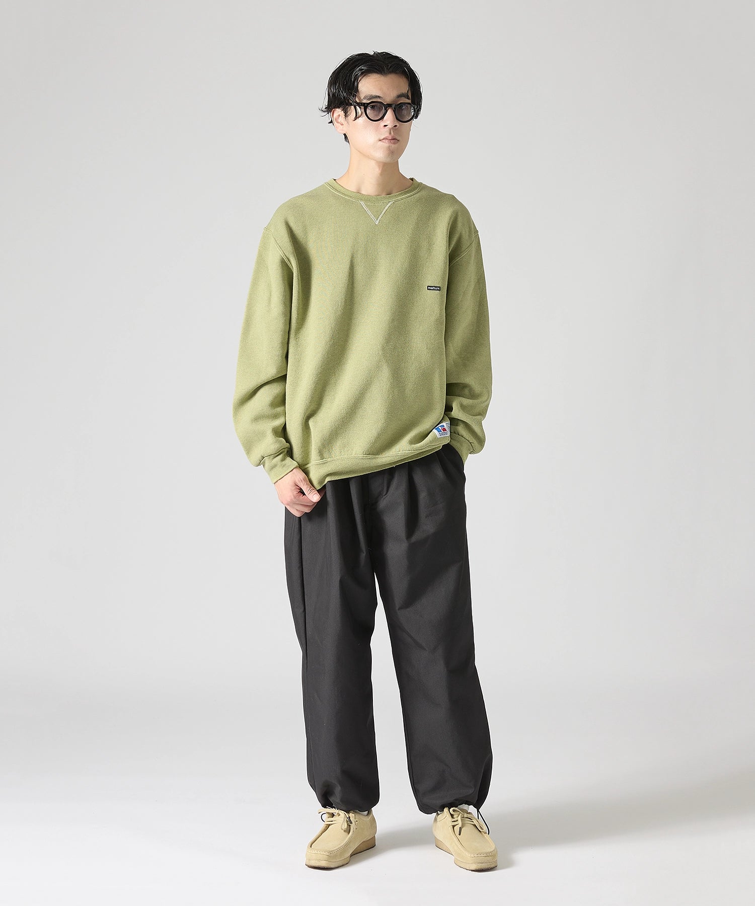 ×RUSSELL ATHLETIC STANDARD CREWNECK SWEAT OVERDYE【GREEN】