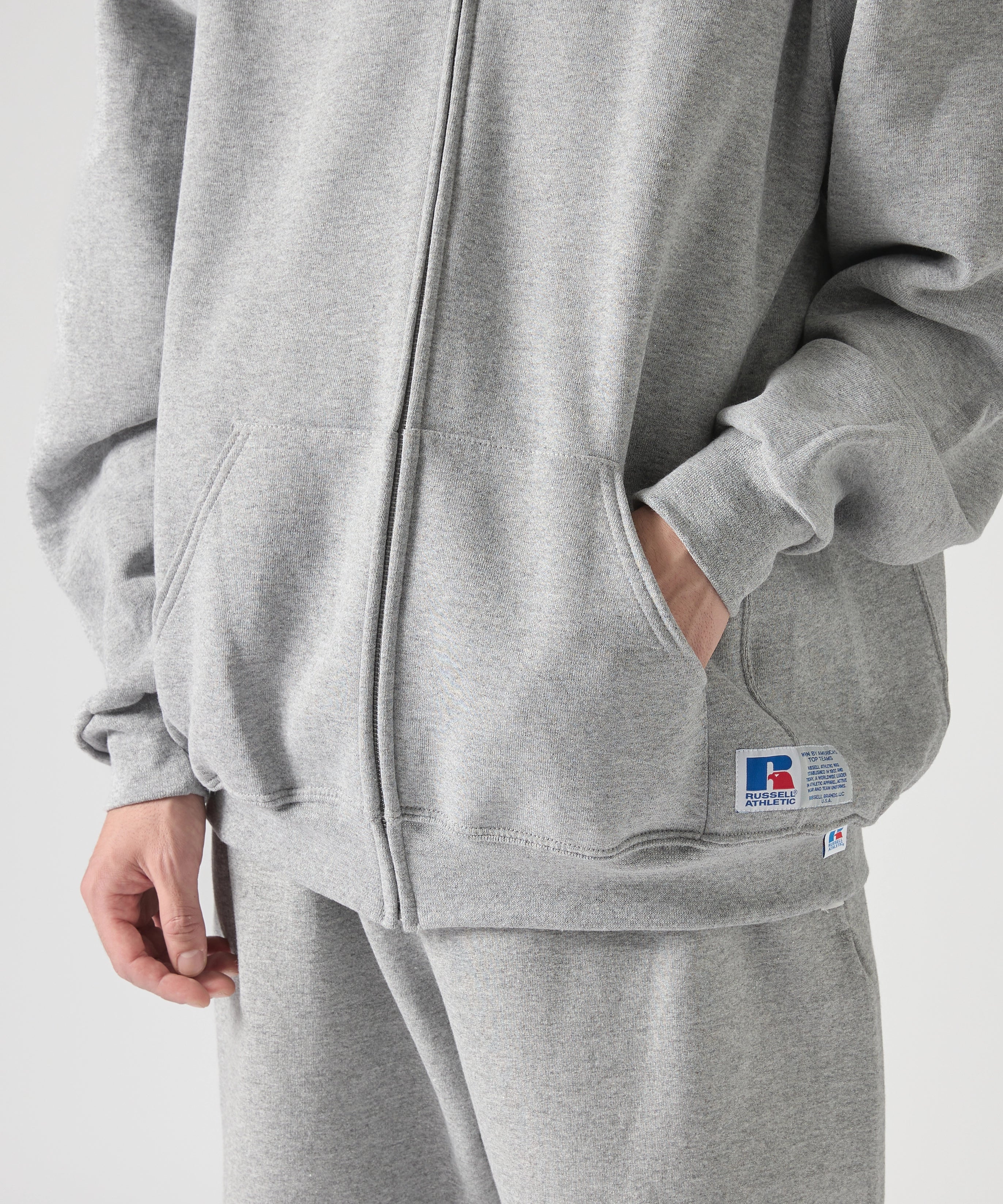 ×RUSSELL ATHLETIC STANDARD ZIP HOODIE [GREY]