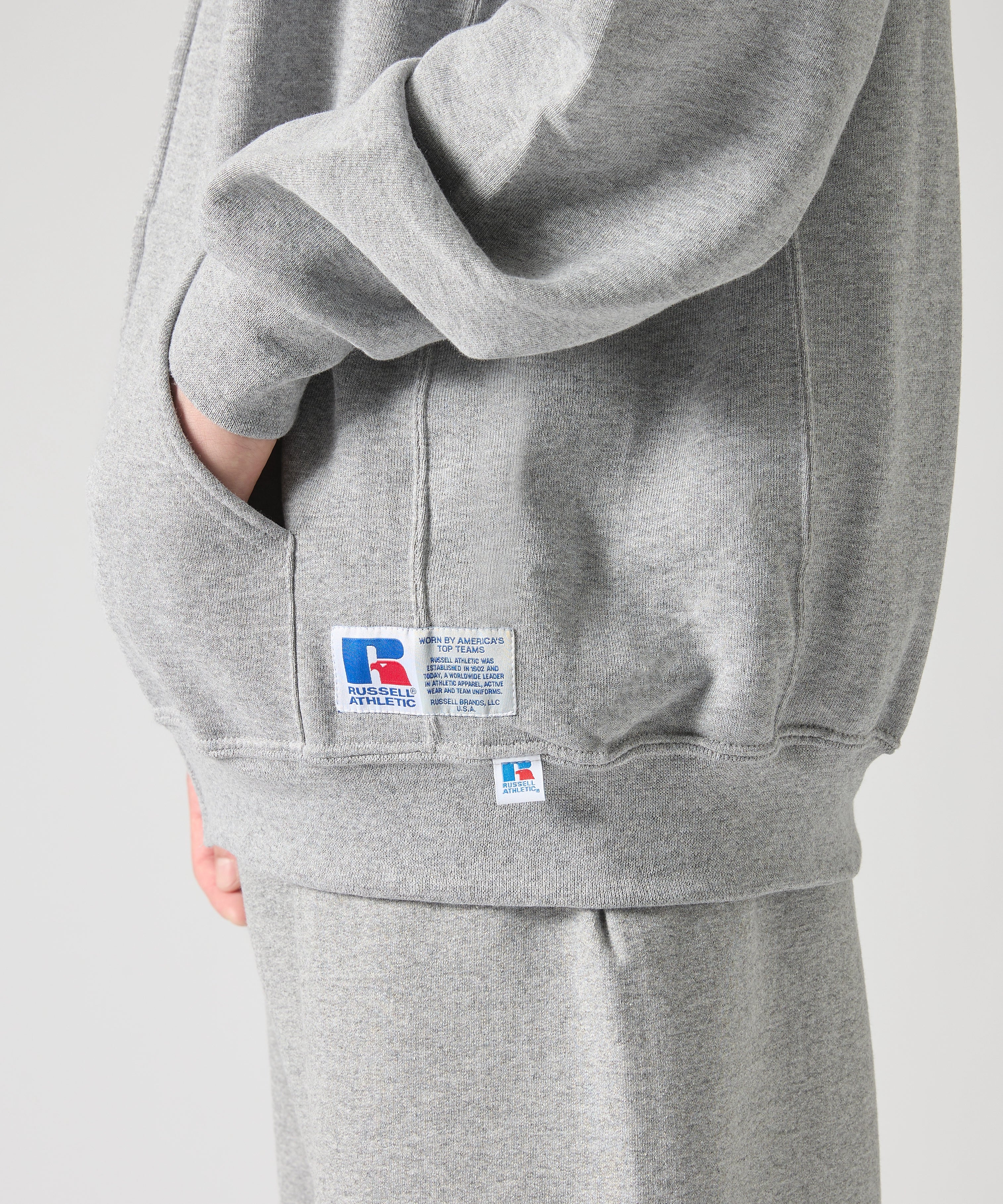 ×RUSSELL ATHLETIC STANDARD ZIP HOODIE [GREY]