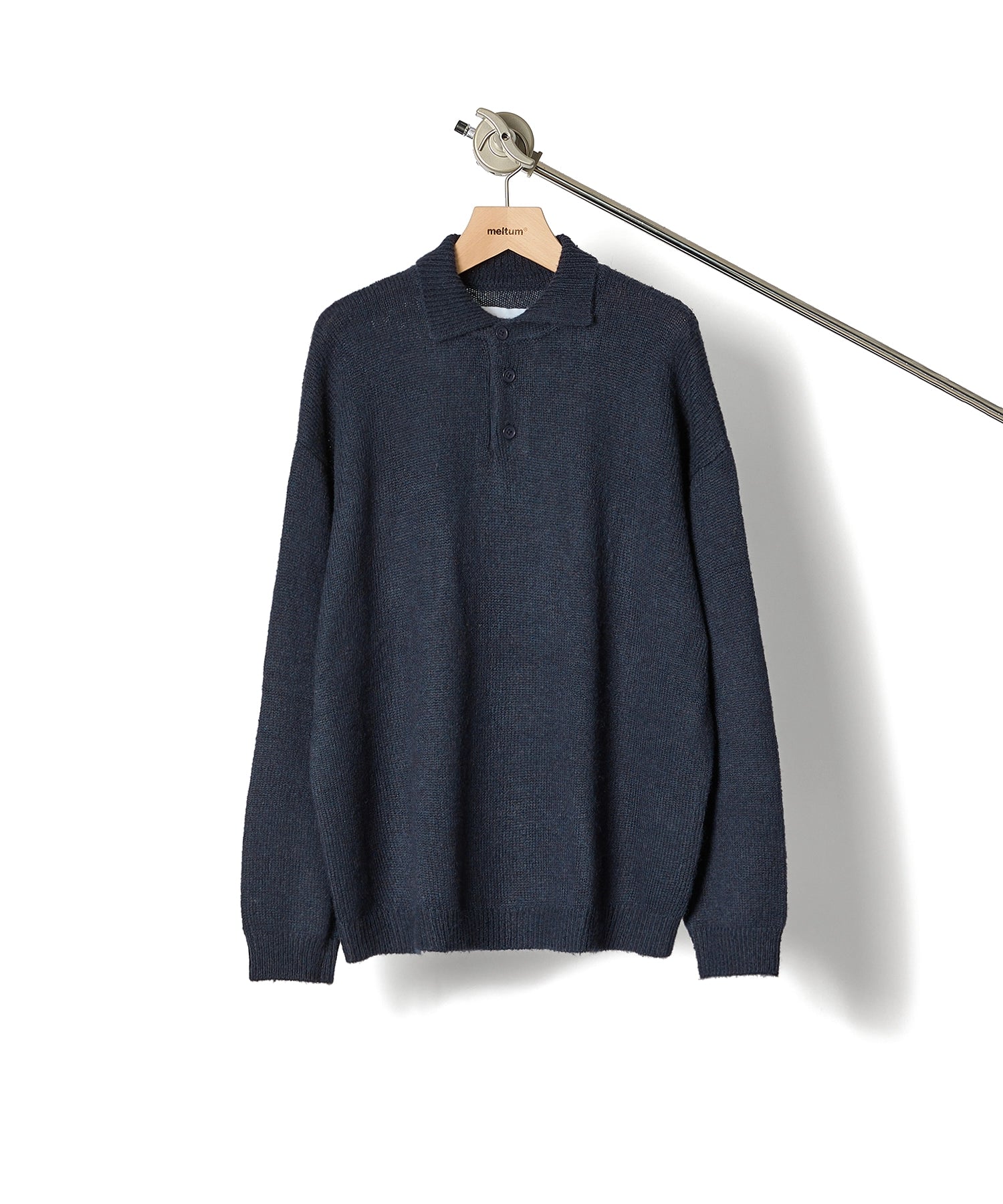 MOHAIR KNIT POLO【NAVY】