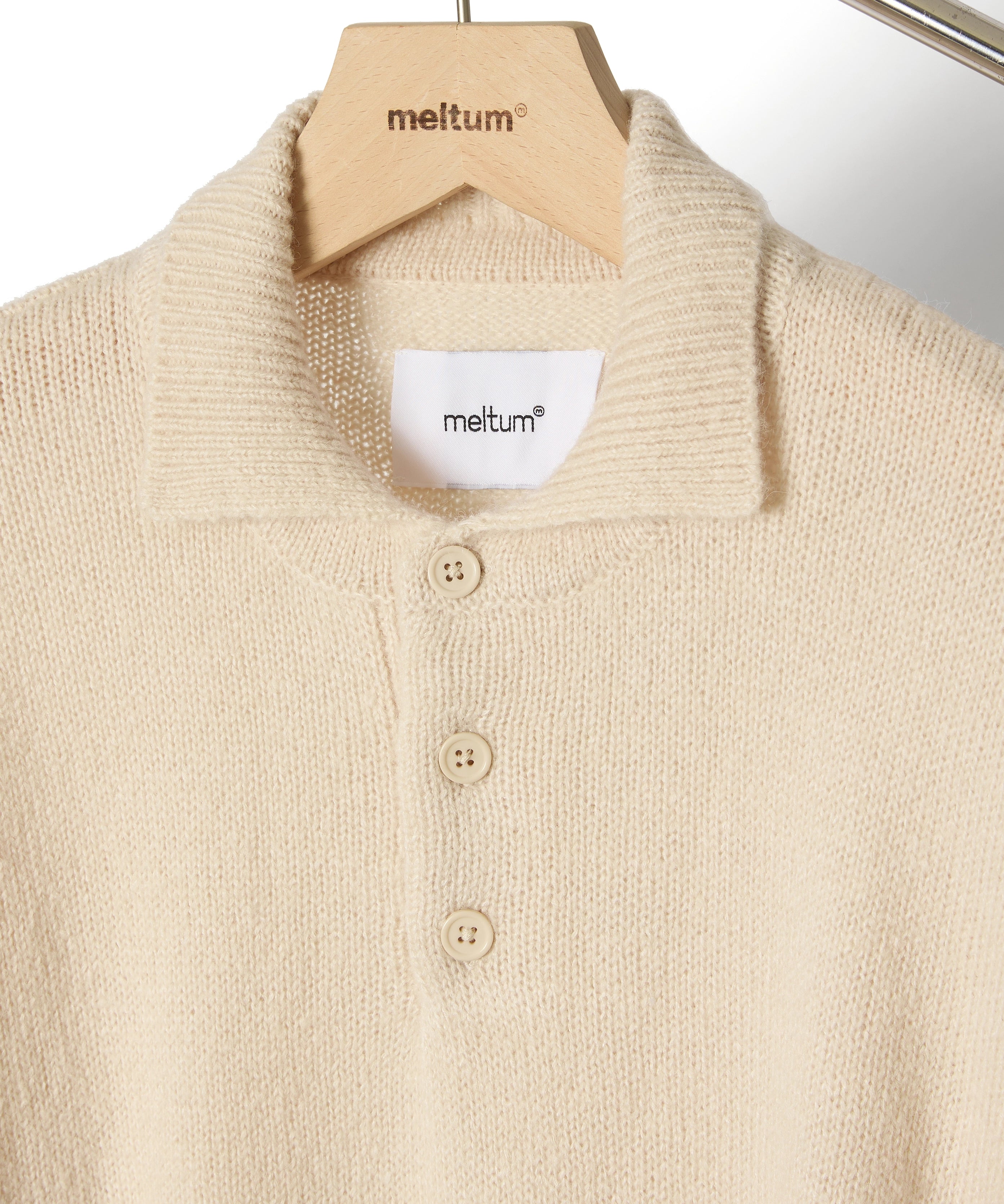 MOHAIR KNIT POLO【BEIGE】