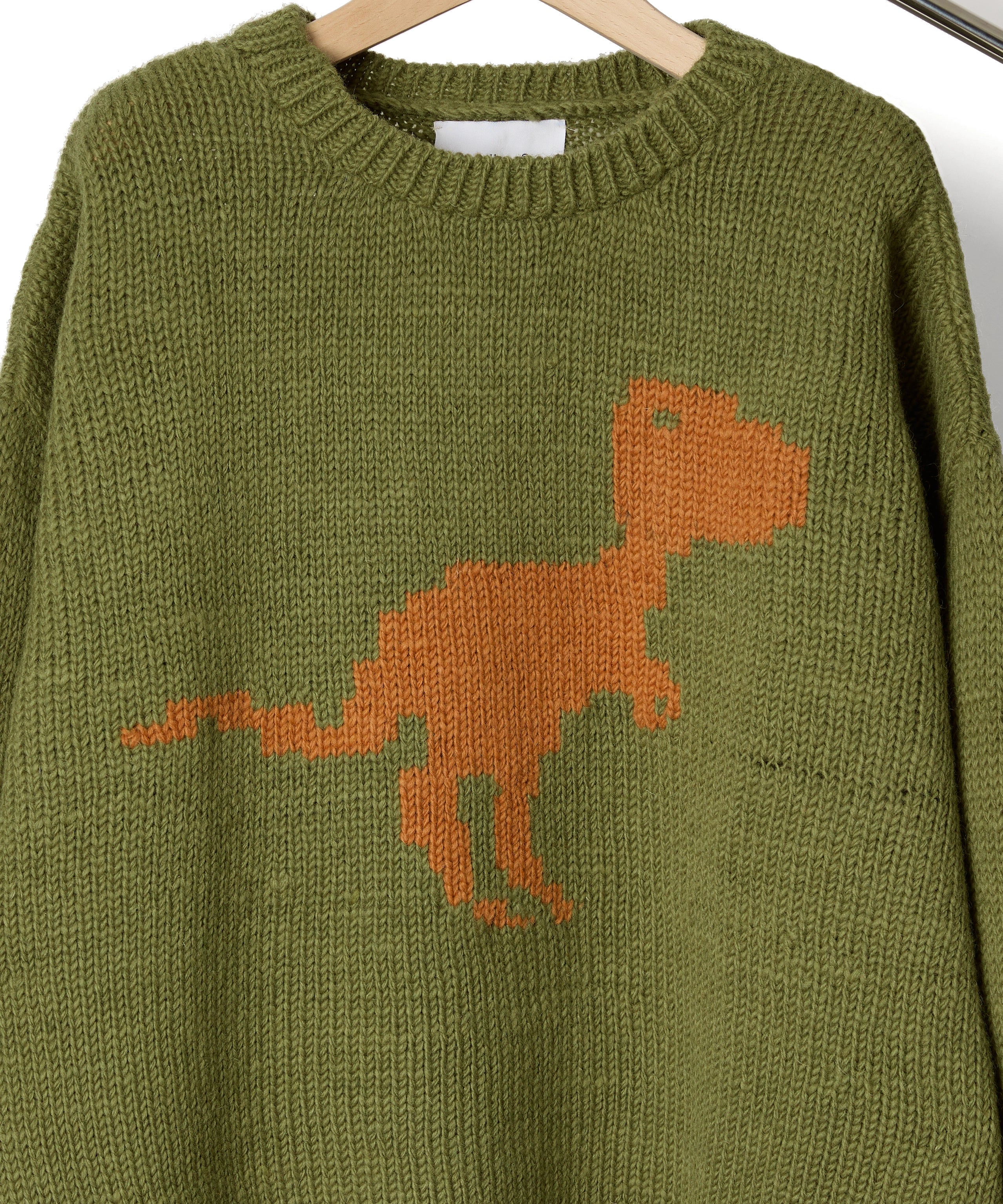 HAND KNIT (DINOSAUR) 【OLIVE】